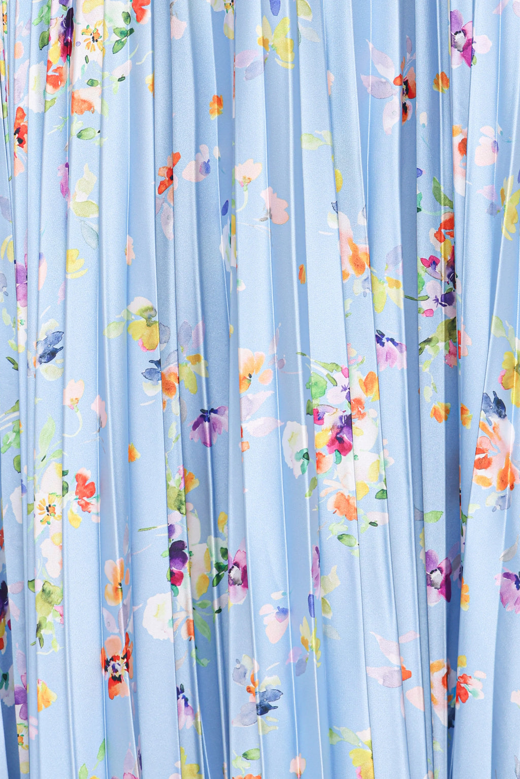 Robe longue plissée Naira - Imprimé floral bleuet