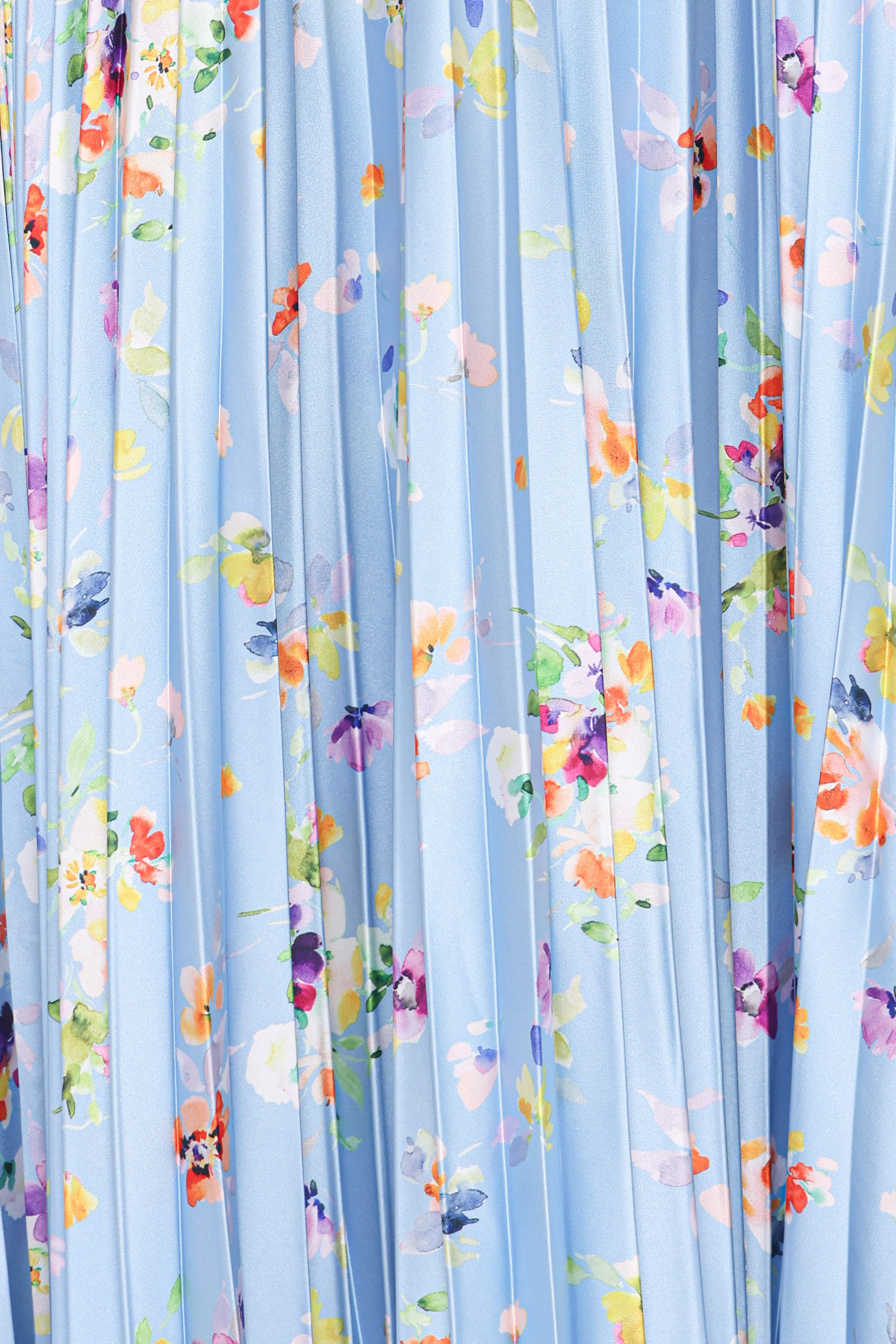 Robe longue plissée Naira - Imprimé floral bleuet