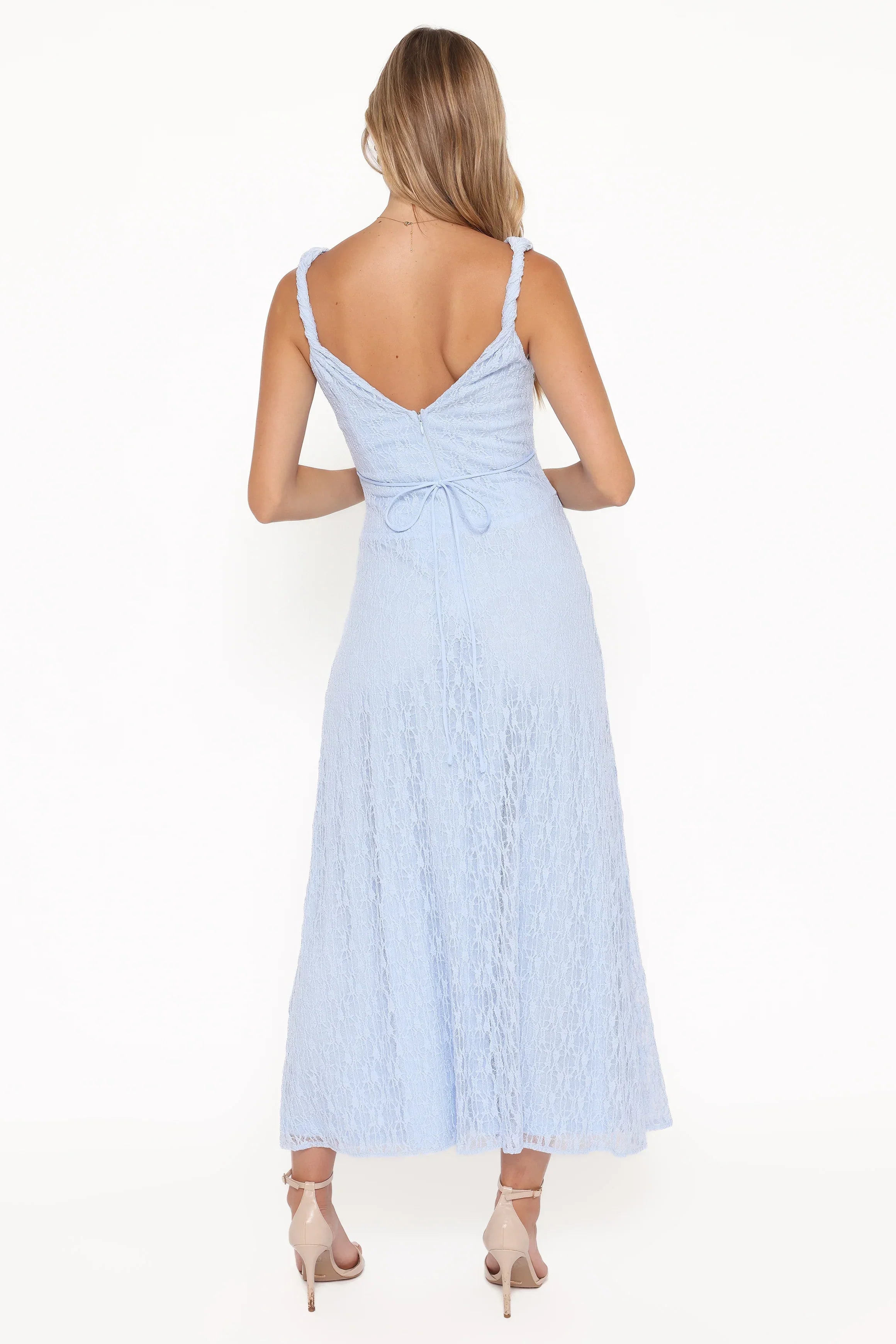 Robe longue en dentelle Kirsten - Bleu Myosotis