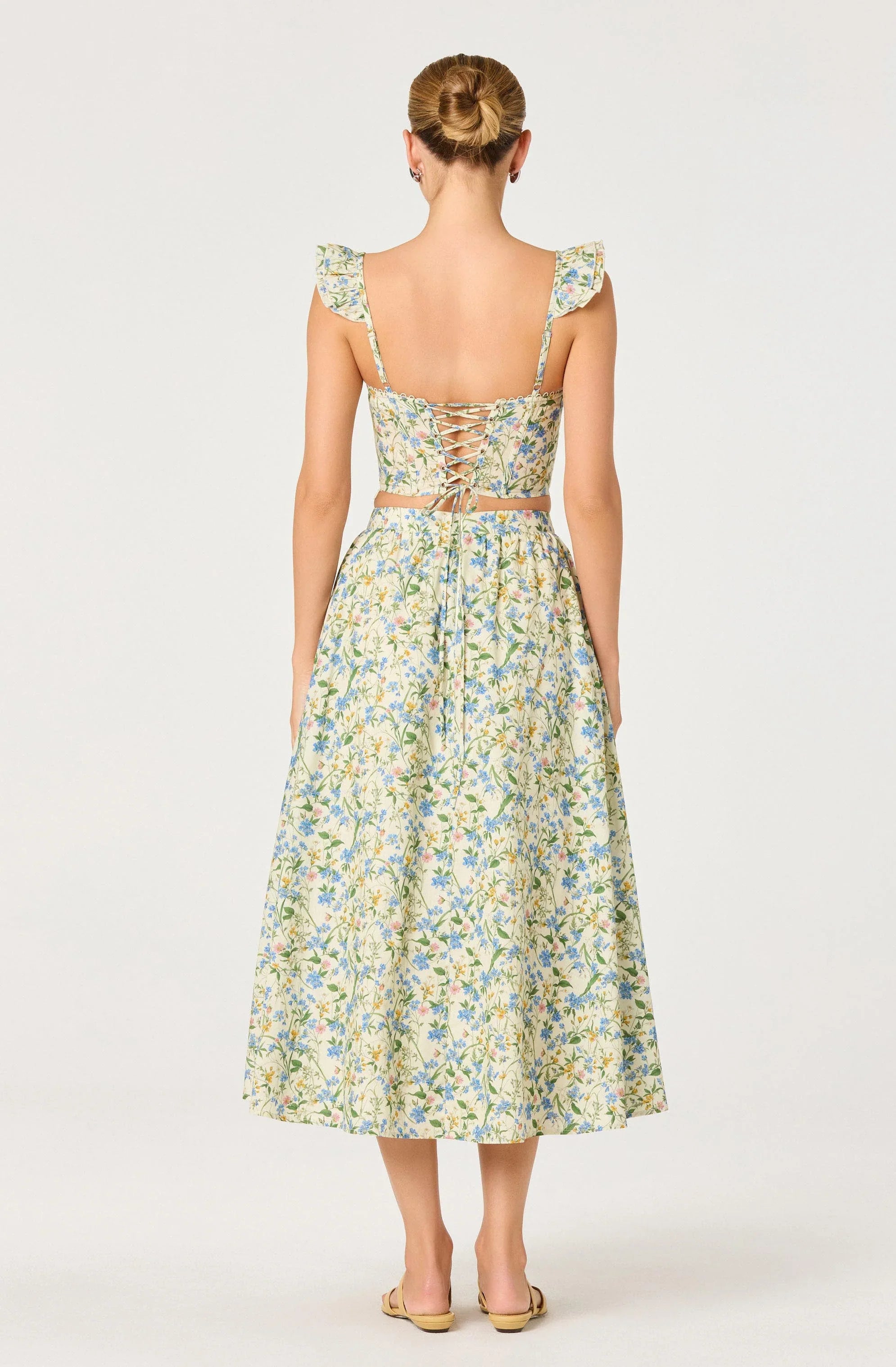 Wylda Floral Gathered A-Line Midi Skirt