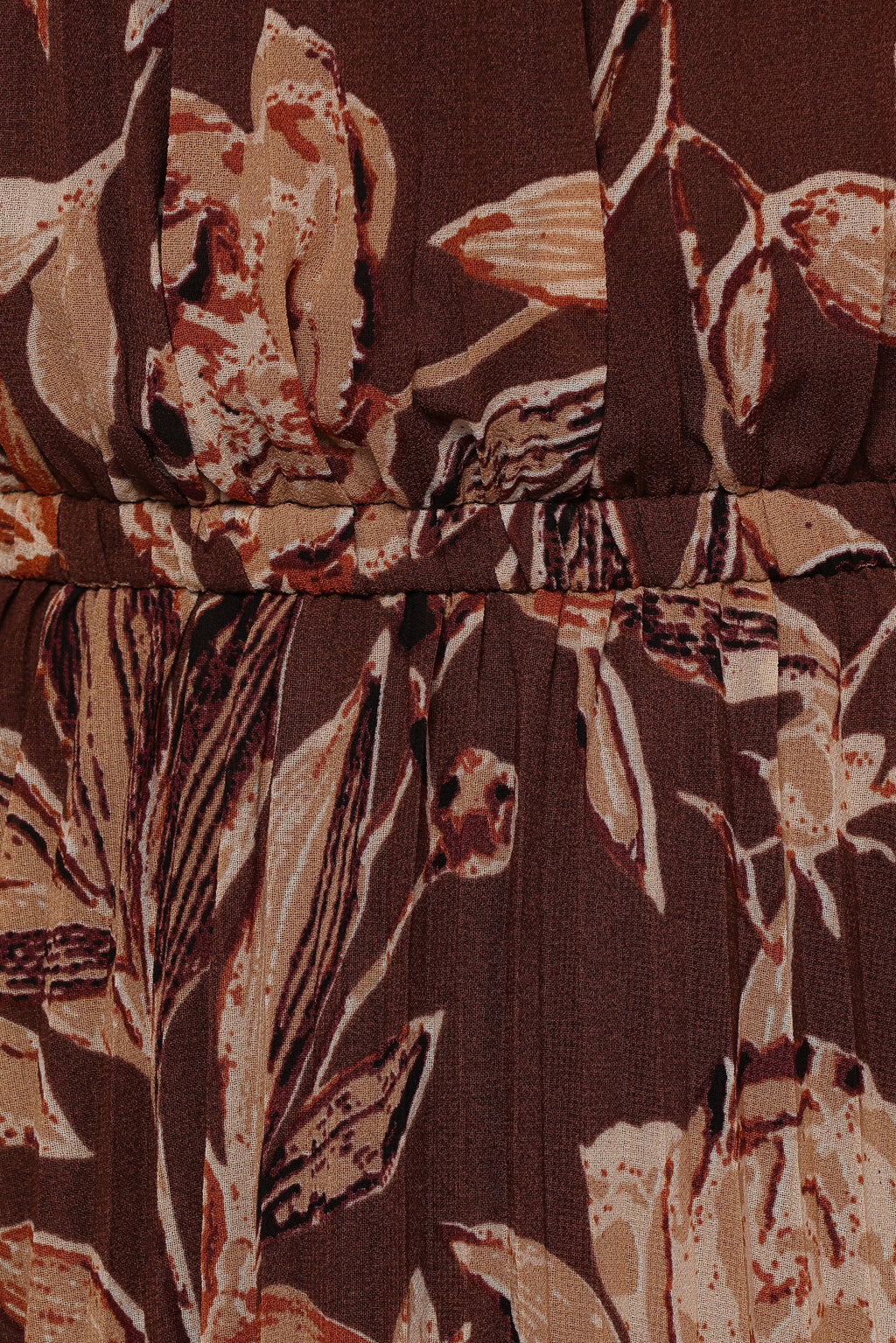 Robe longue plissée Hilary - Imprimé floral marron