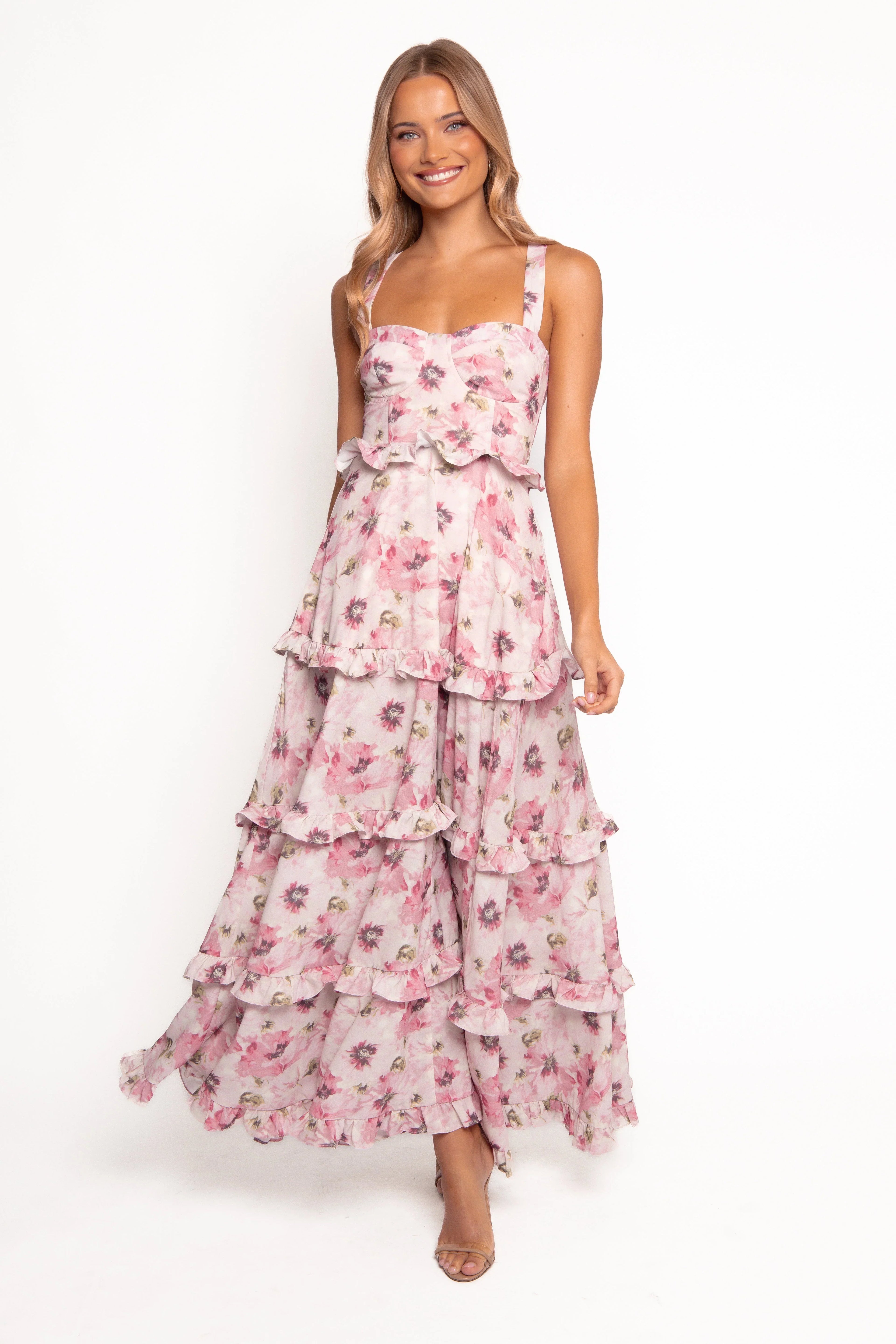 Robe longue étagée Lillee - Rose épanoui