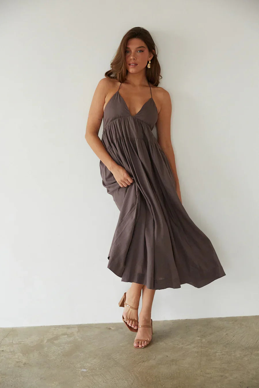 Ester Tiered Linen Midi Dress