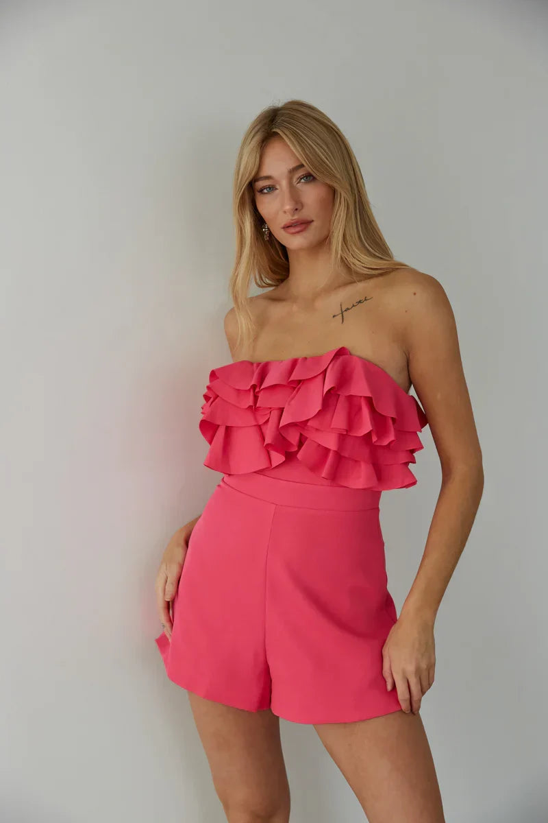 Combishort bustier à volants Leilani