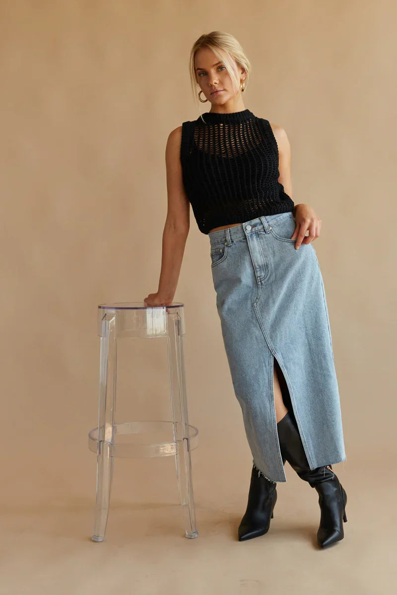 Jupe-midi en jean Hayden