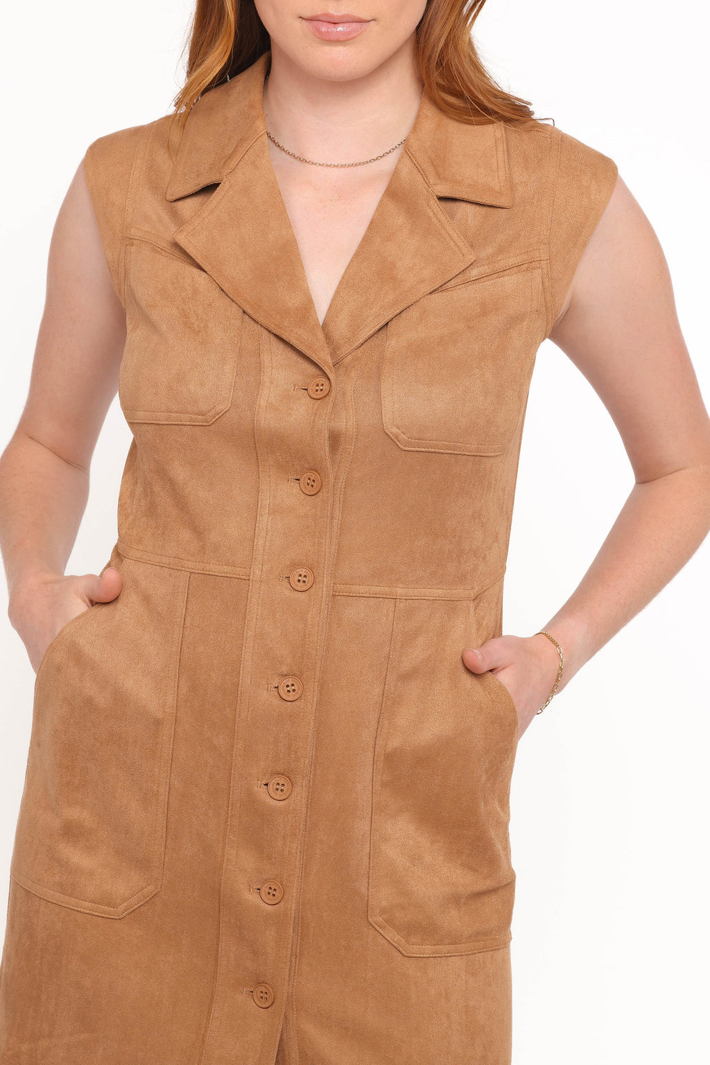 Robe courte en suédine Xoey - Camel