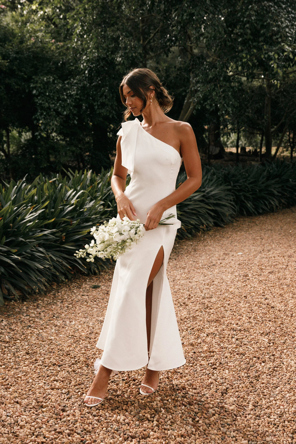 Robe midi asymétrique Charmed - Blanc cassé