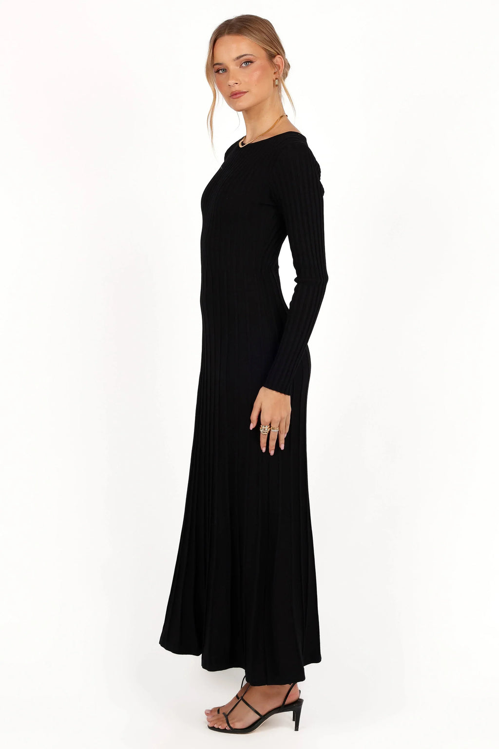 Robe longue Alison à manches longues - Noir