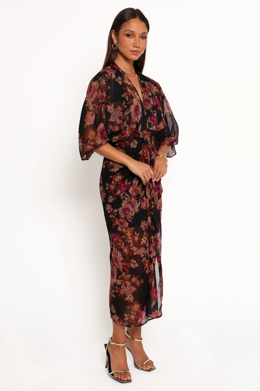 Robe longue Audrina – Imprimé floral « Deep Night »