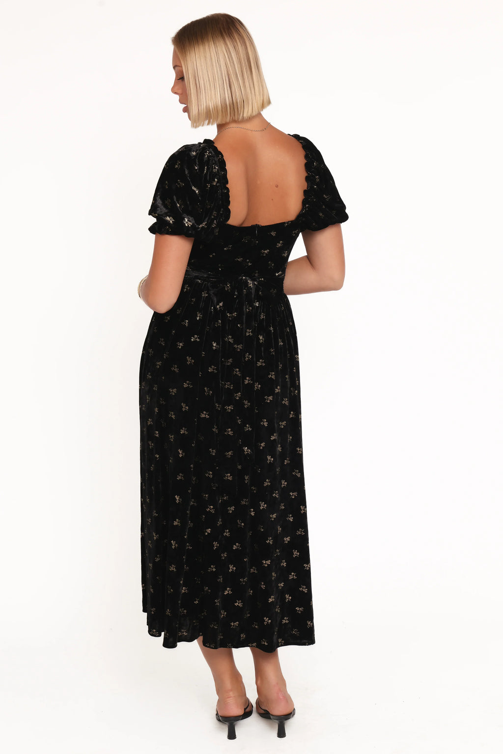 Robe longue Farryn - Velours noir/doré