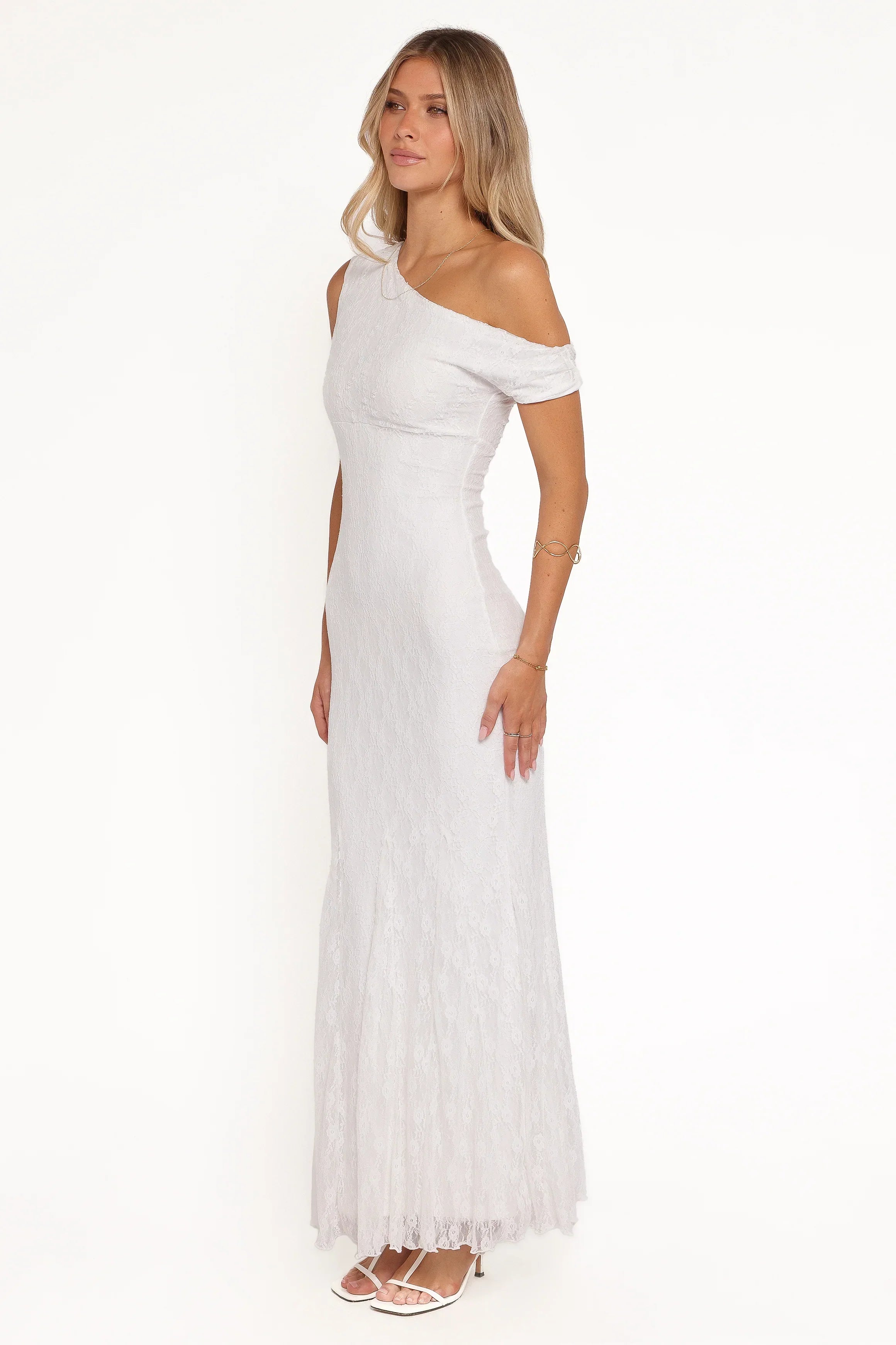 Robe longue Evelon à épaules dénudées - Blanc