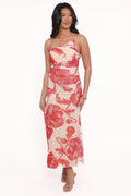 Robe longue Jasmine - Fleurs rouges