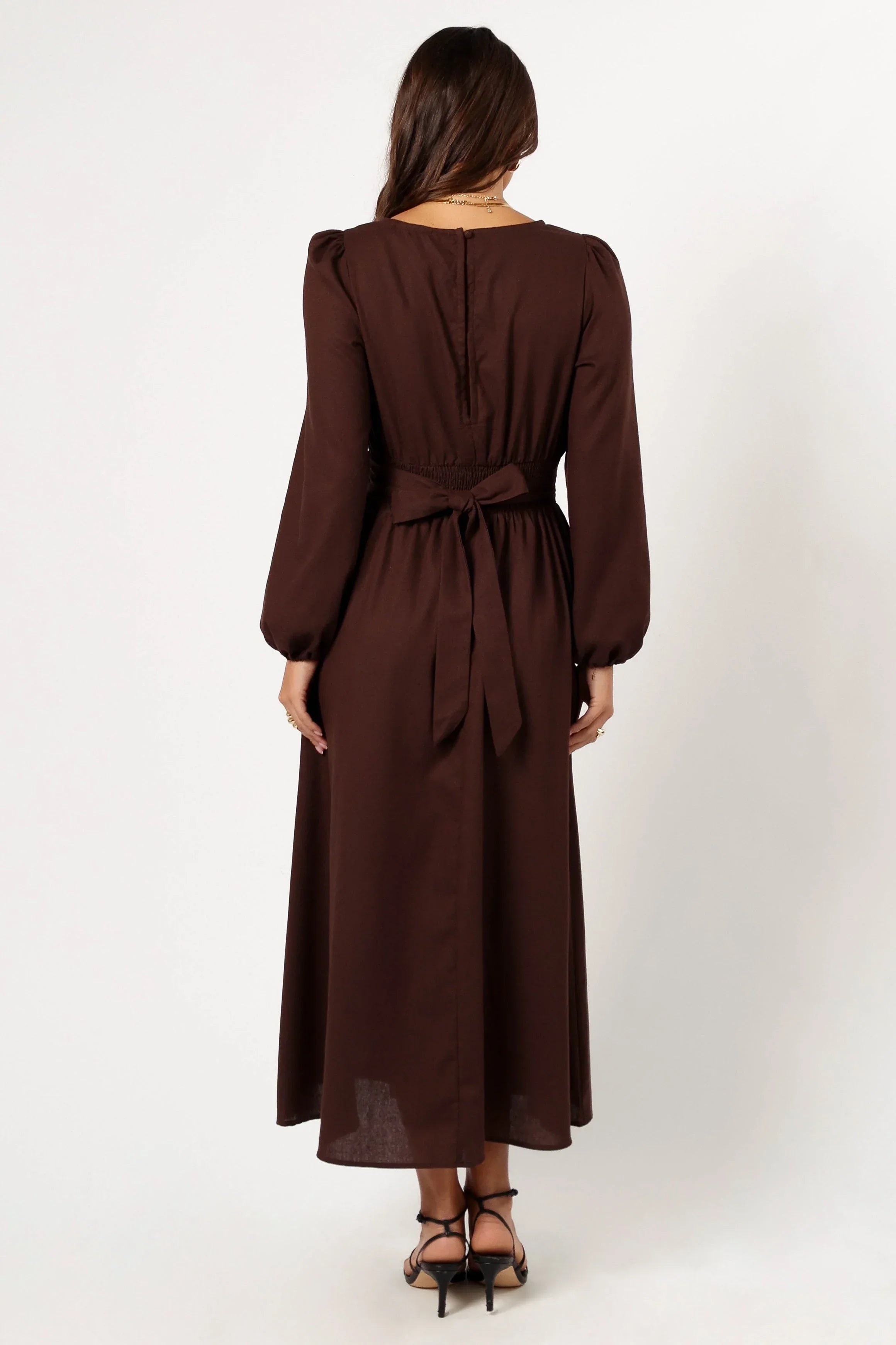 Robe longue à manches longues Roman - Marron