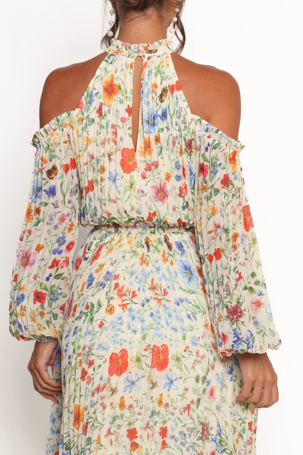 Robe longue plissée Hilary – Imprimé floral « Garden »
