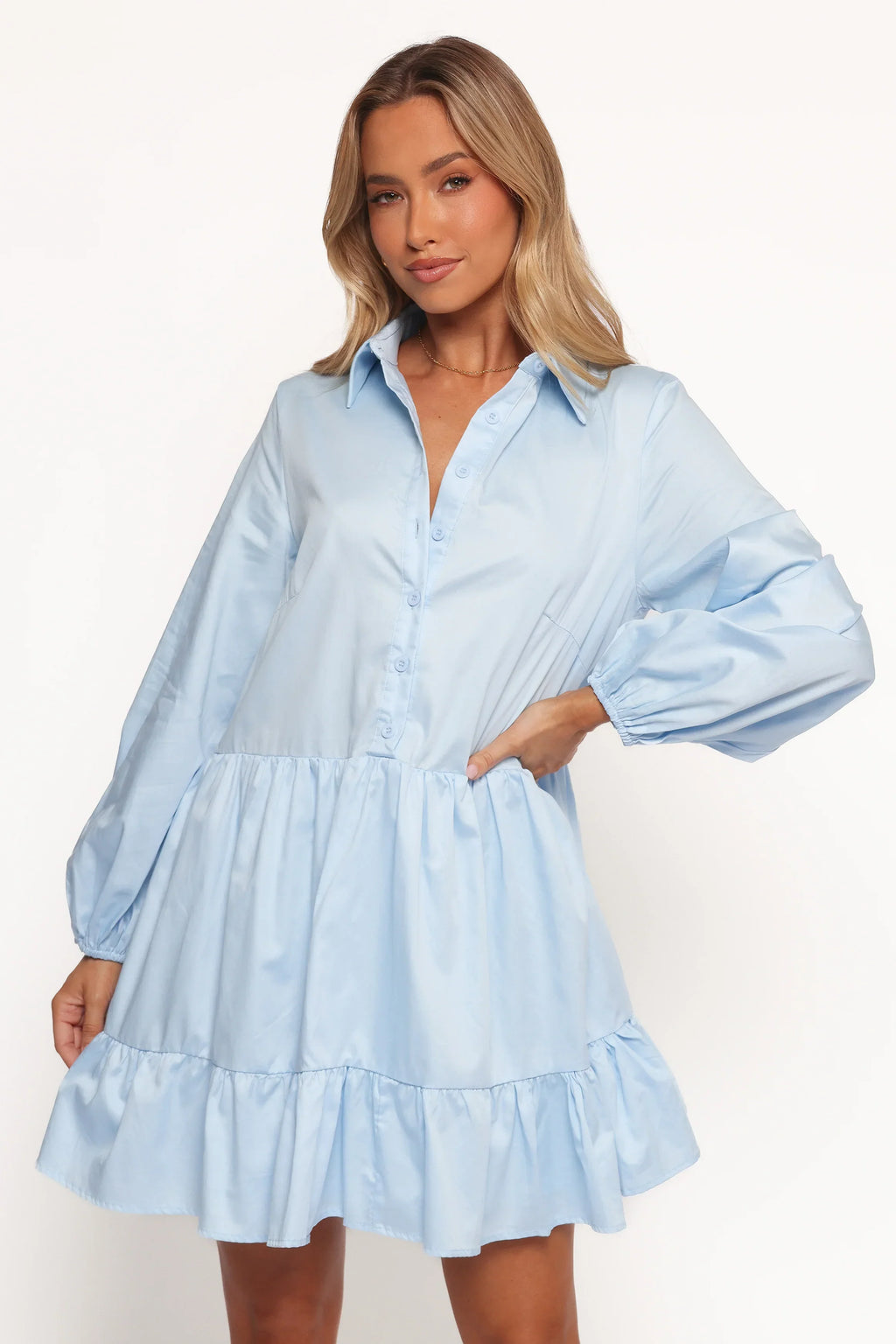 Mini-robe manches longues Carlotta - Bleu