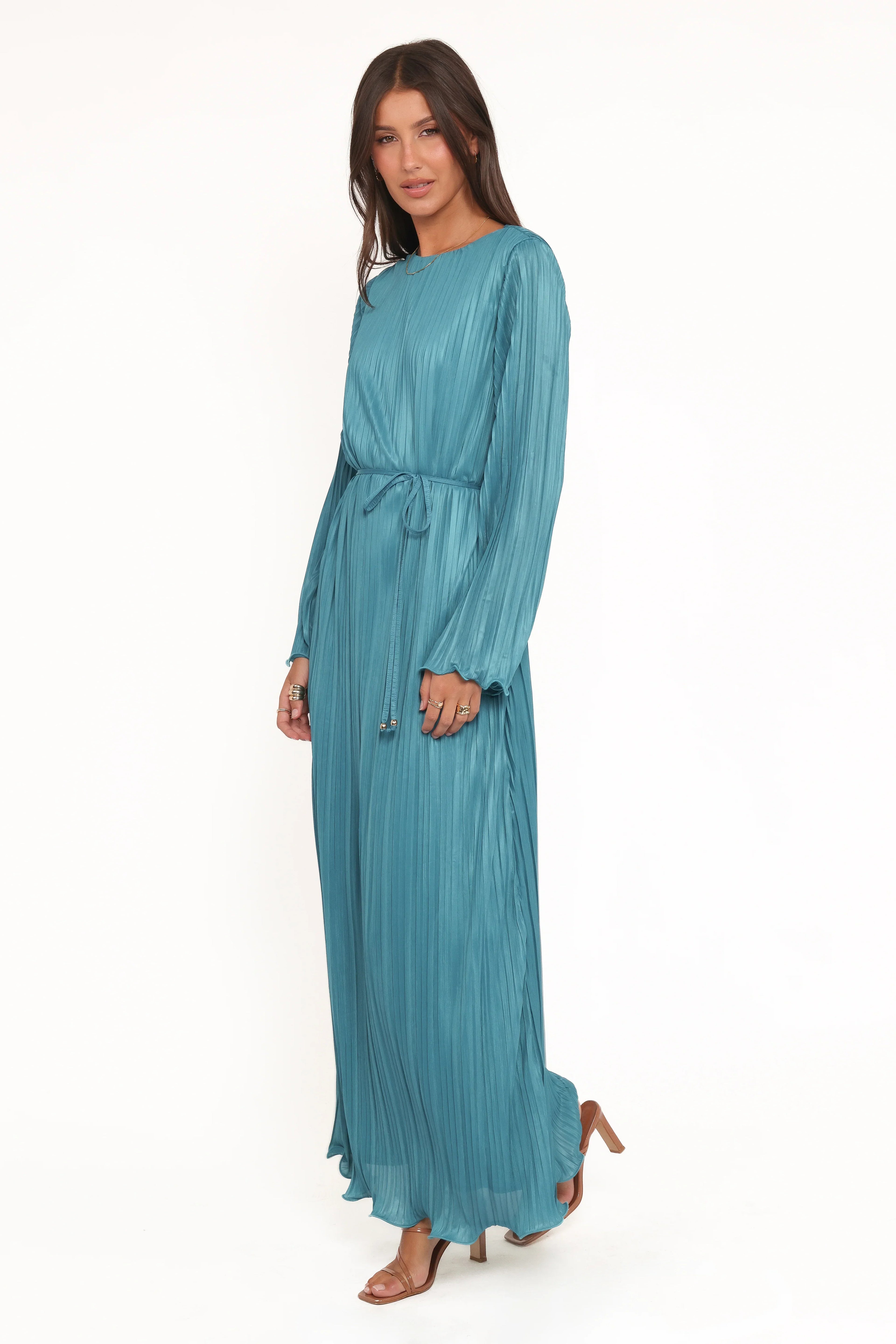 Robe longue Armena à manches longues – sarcelle