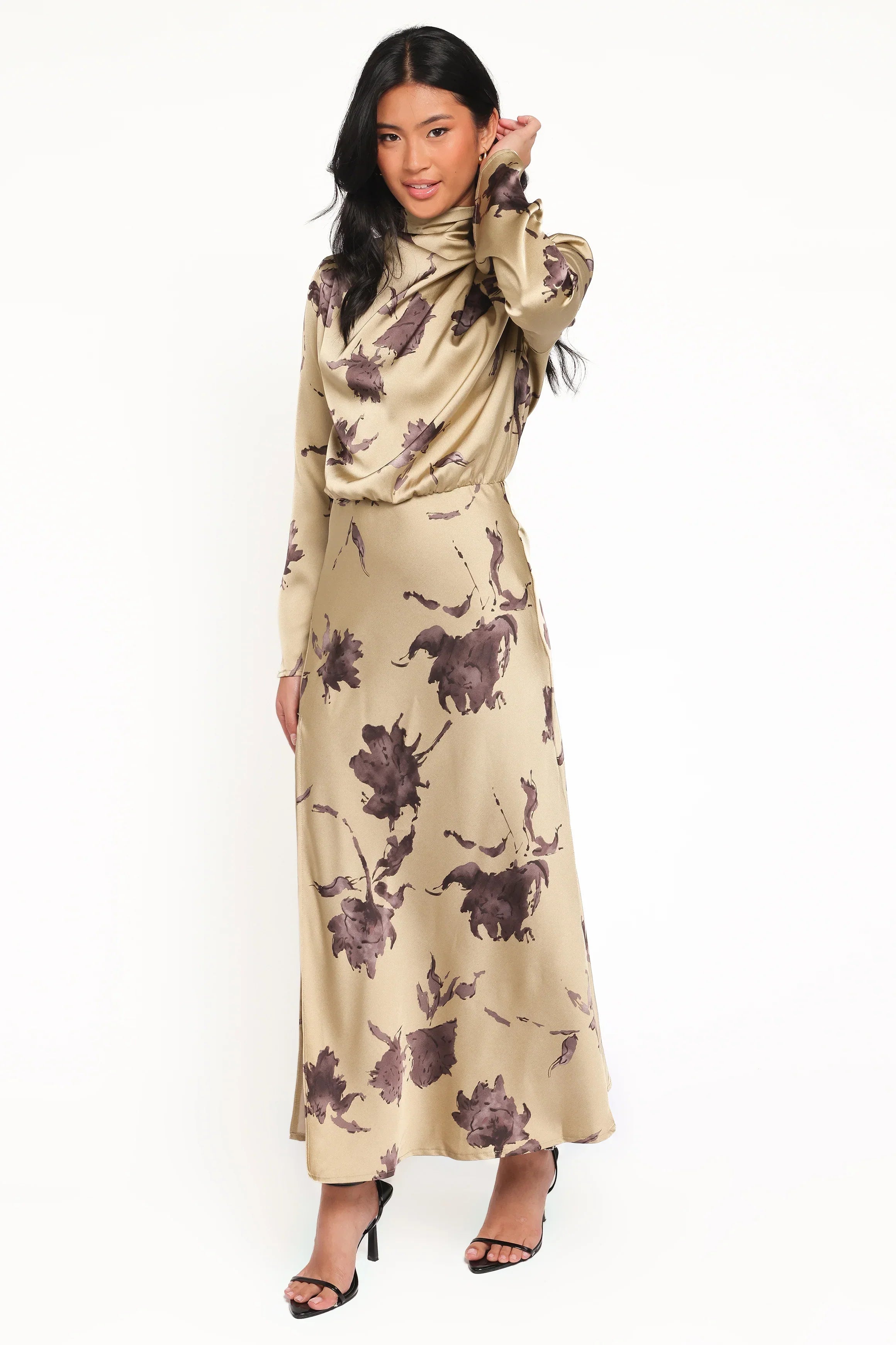 Robe longue Kristyn à manches longues - Imprimé floral olive