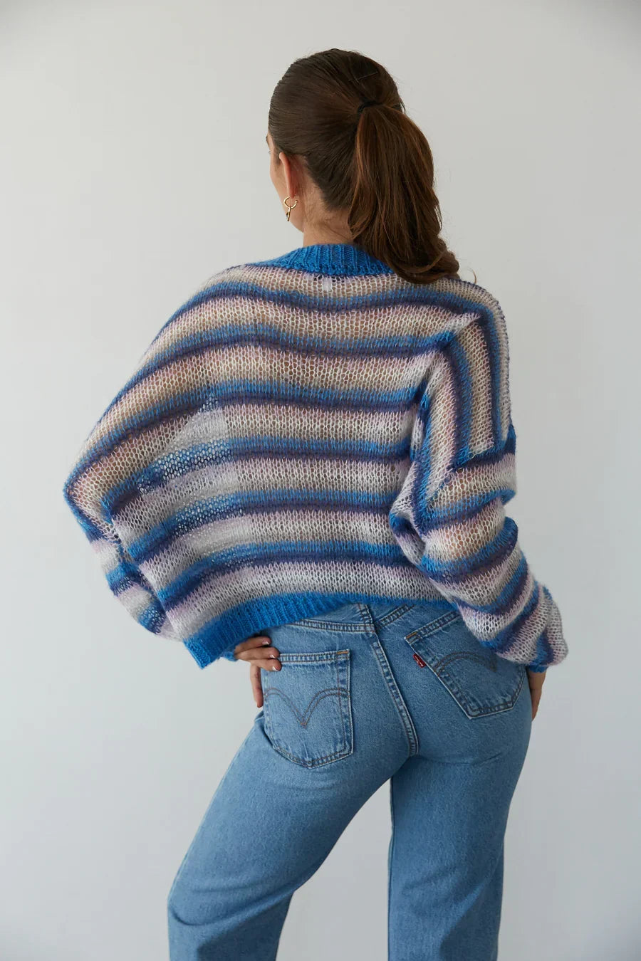 Pull Coraline en maille lâche rayé