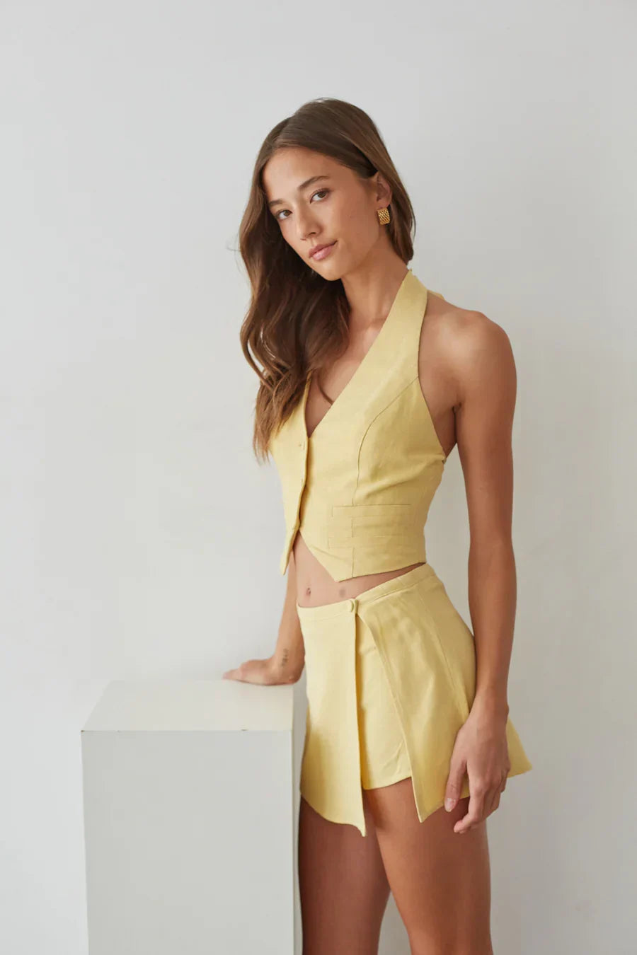 Mini-jupe-short en lin Vera Wrap
