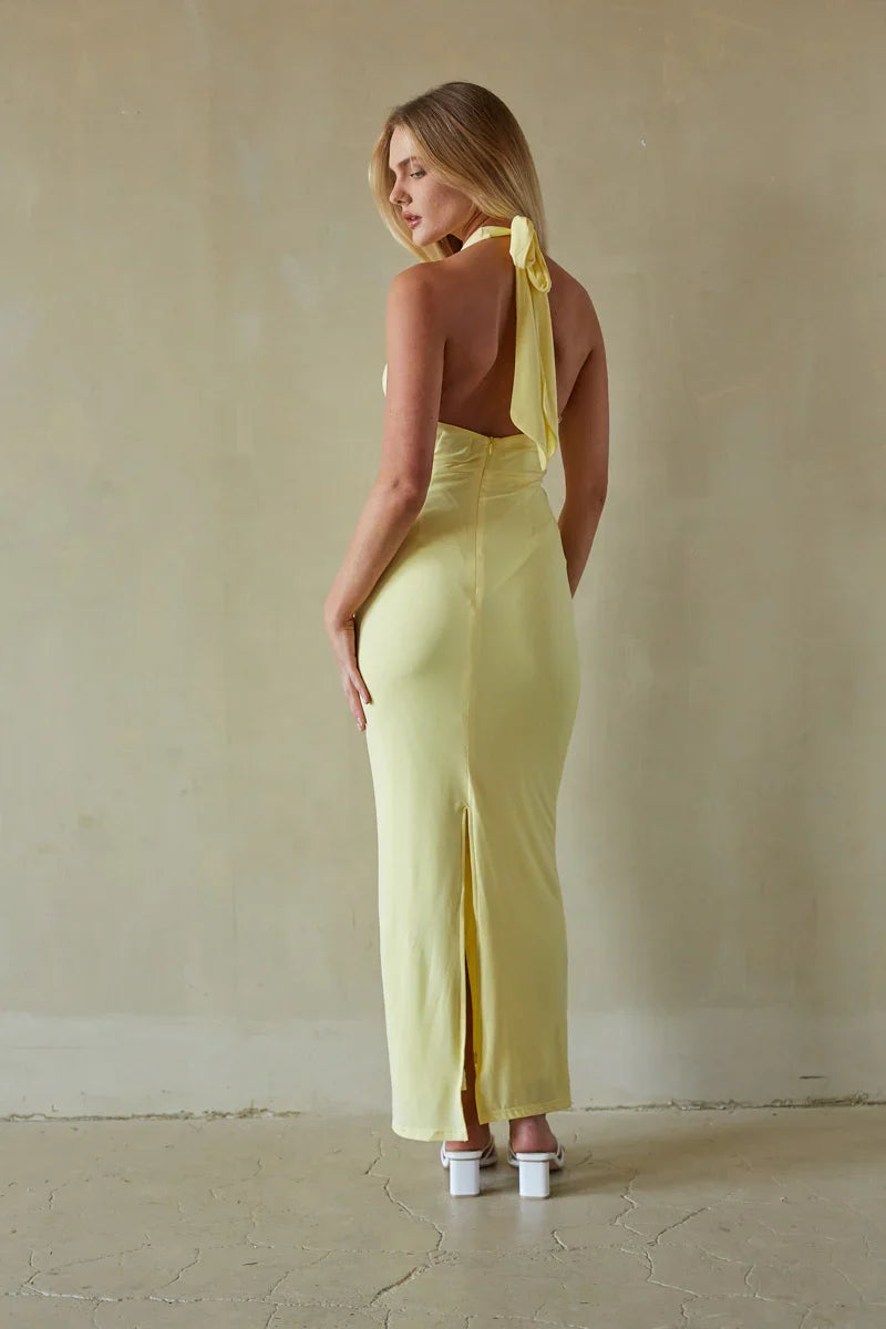 Robe longue drapée Cecelia Halter