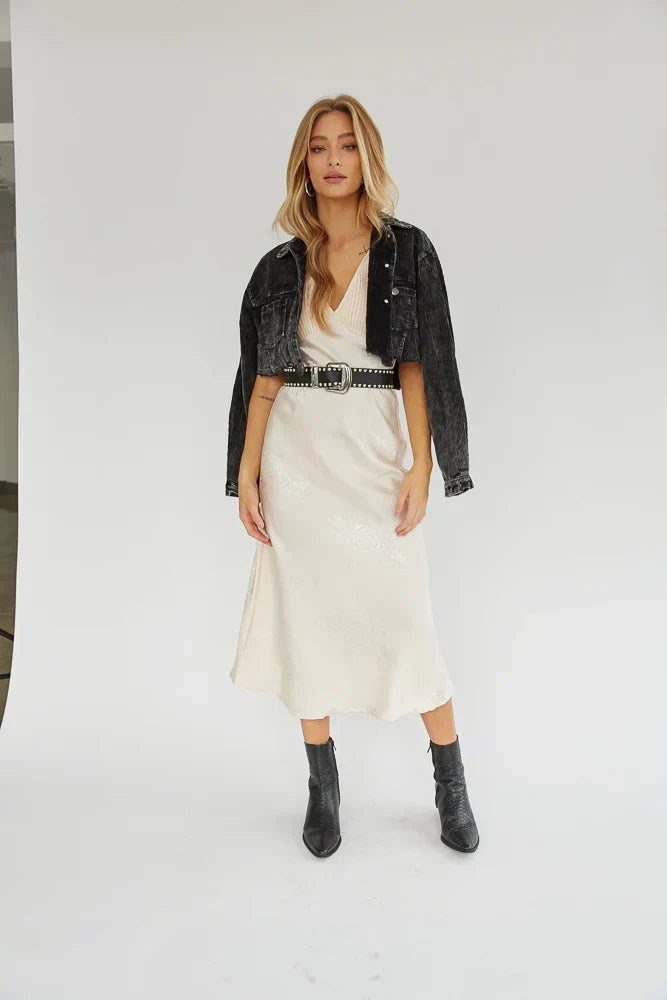 Robe midi Dahlia à encolure américaine