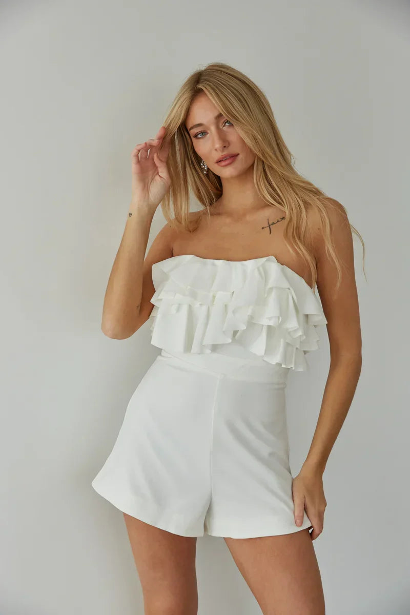 Combishort bustier à volants Leilani