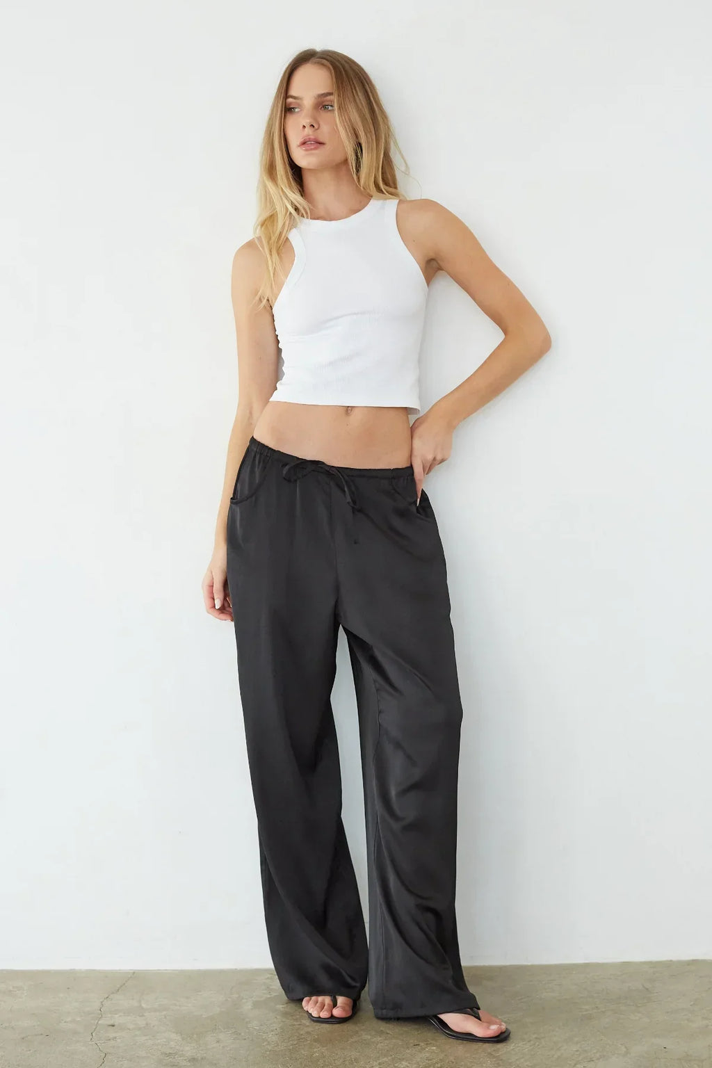 Pantalon Leo Satin à Cordon de Serrage