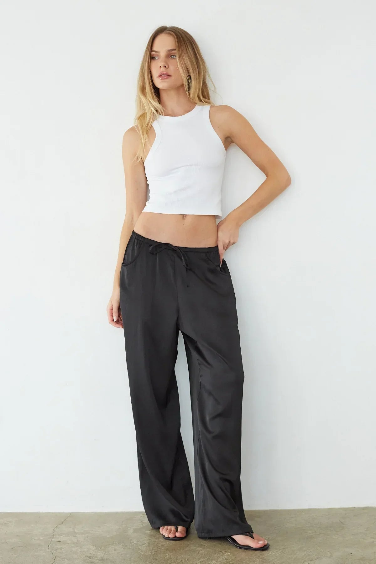 Pantalon Leo Satin à Cordon de Serrage
