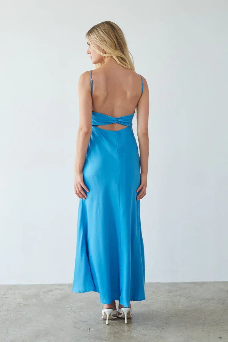 Robe longue en satin à dos ouvert Andie