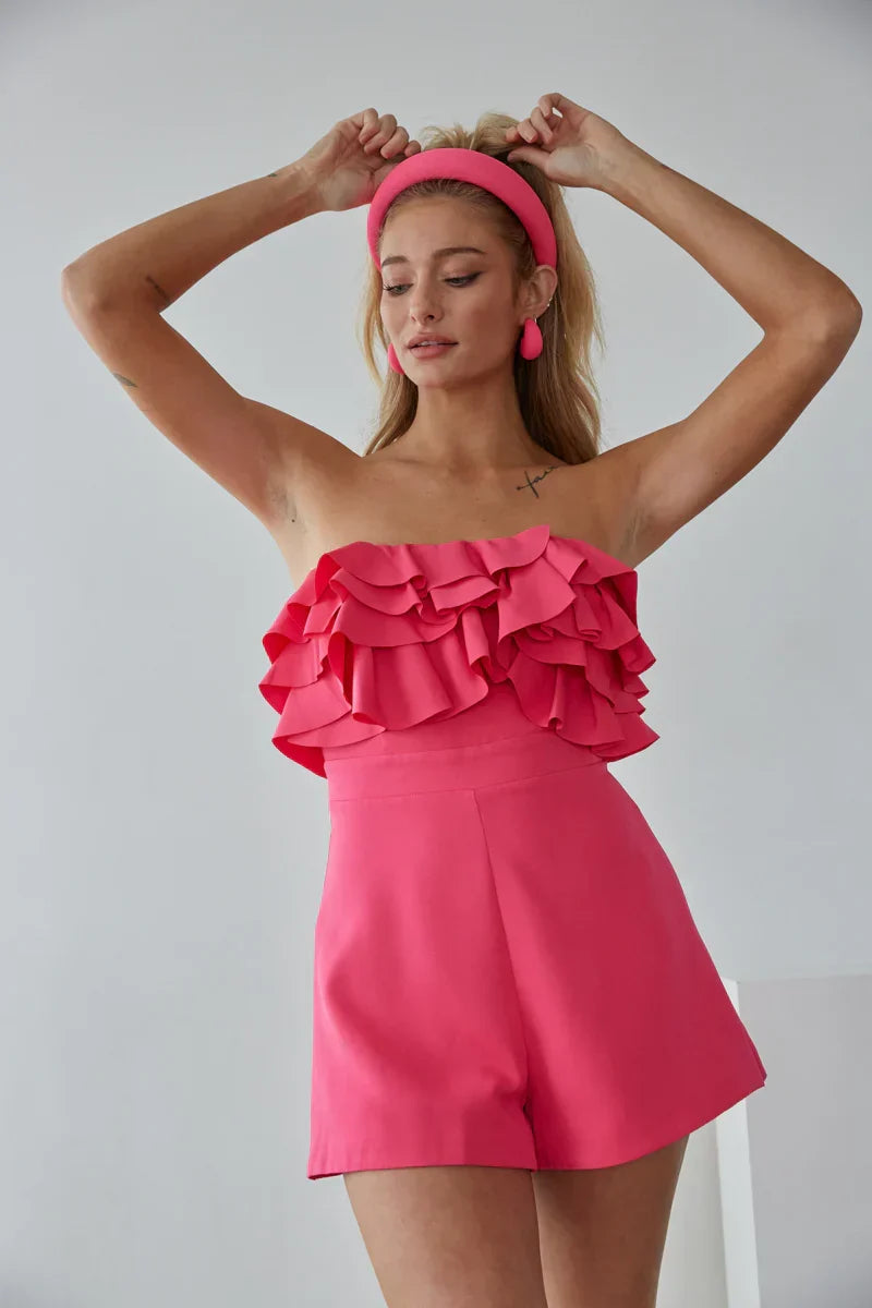 Combishort bustier à volants Leilani