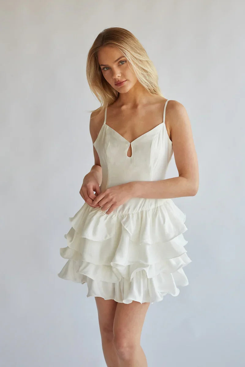 Mini-robe étagée à volants Diane Keyhole