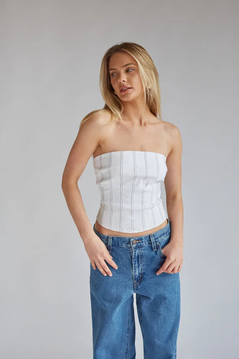 Haut corset Carter à surpiqûres contrastantes