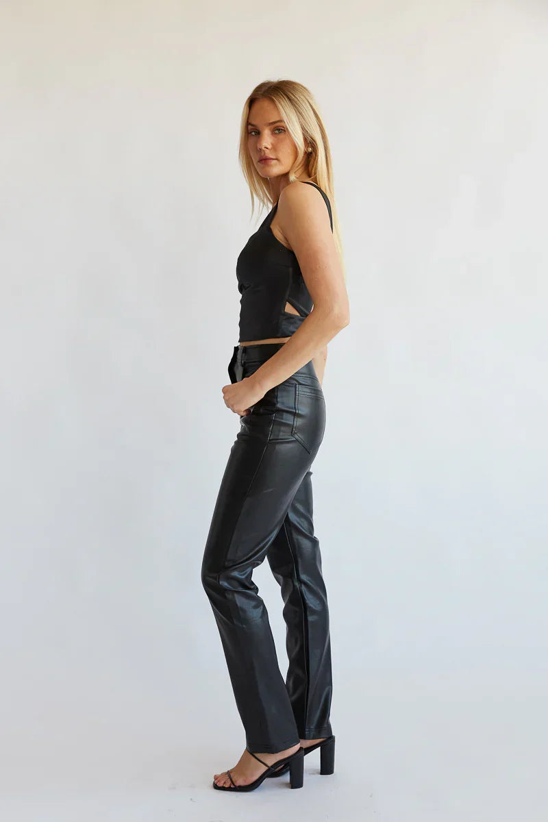 Pantalon droit en similicuir vegan Katella