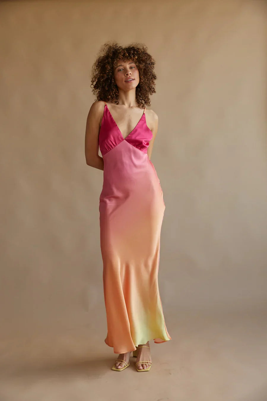 Robe longue en satin Moana Sunset