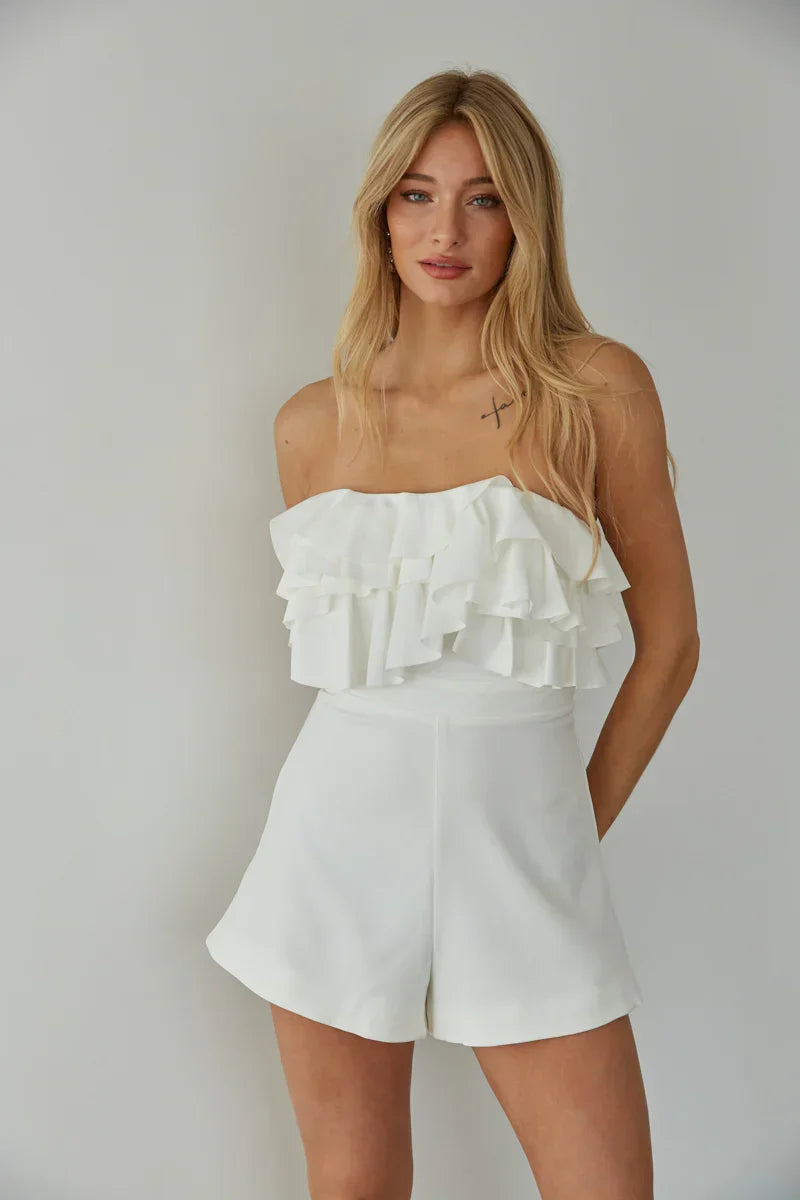 Combishort bustier à volants Leilani