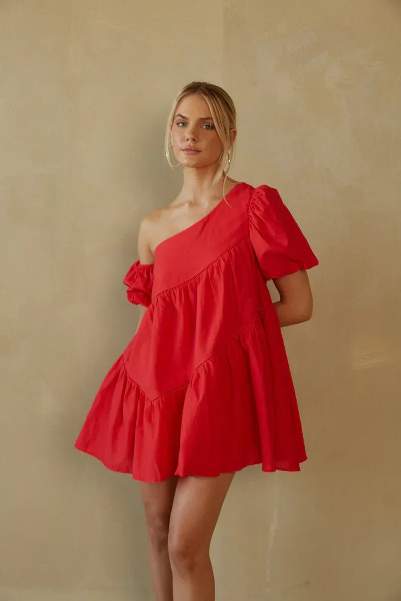 Mini-robe babydoll Francesca à manches bouffantes