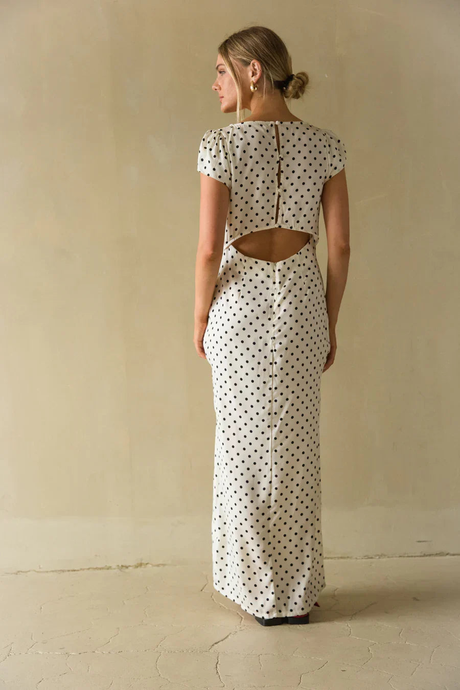 Robe longue Brandie à pois et dentelle
