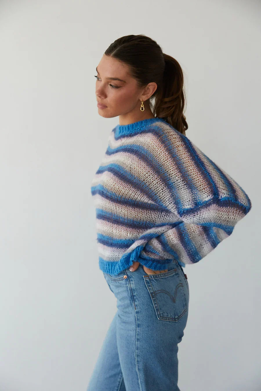 Pull Coraline en maille lâche rayé