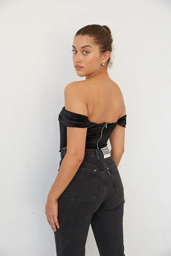 Crop top corset en velours Ember