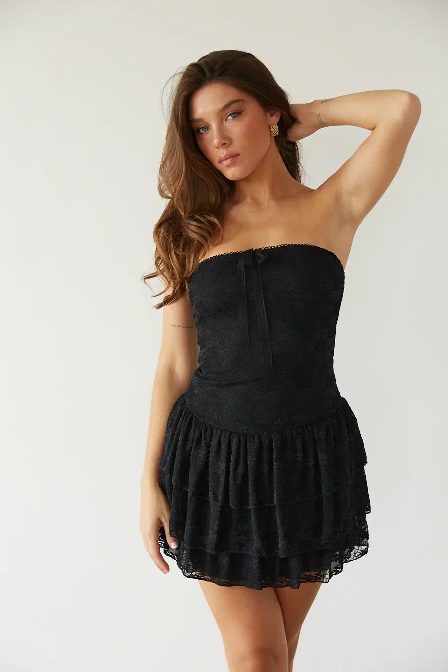Mini-robe évasée en dentelle Myra