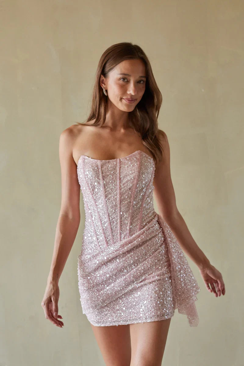 Mini-robe Vivian à paillettes et corset