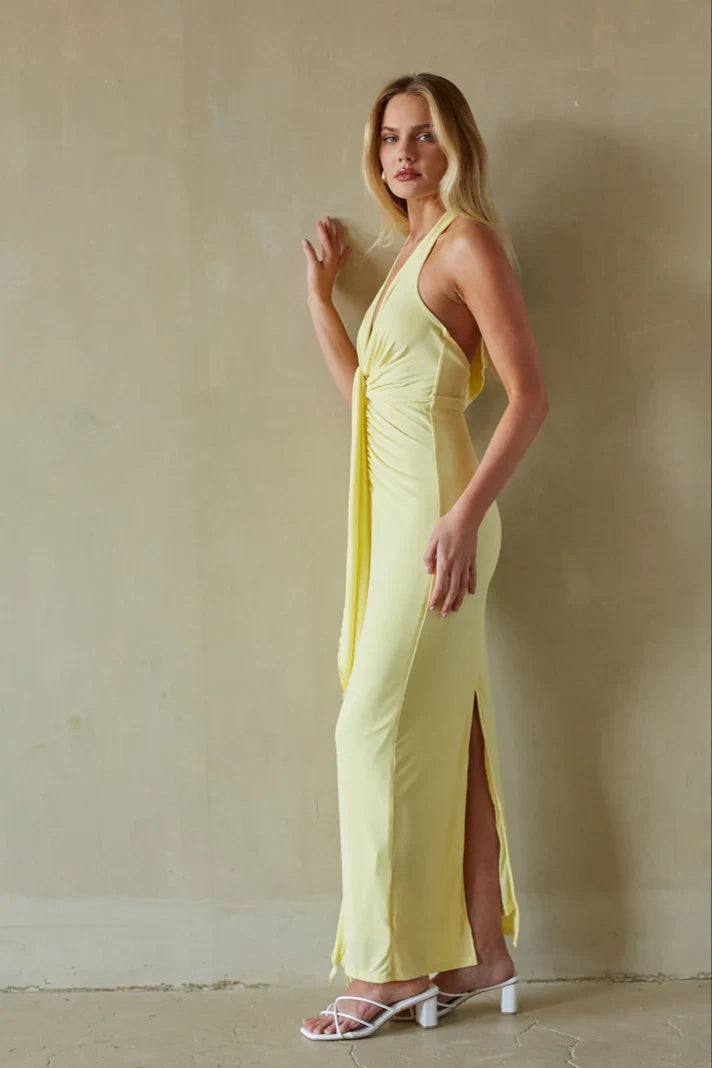 Robe longue drapée Cecelia Halter