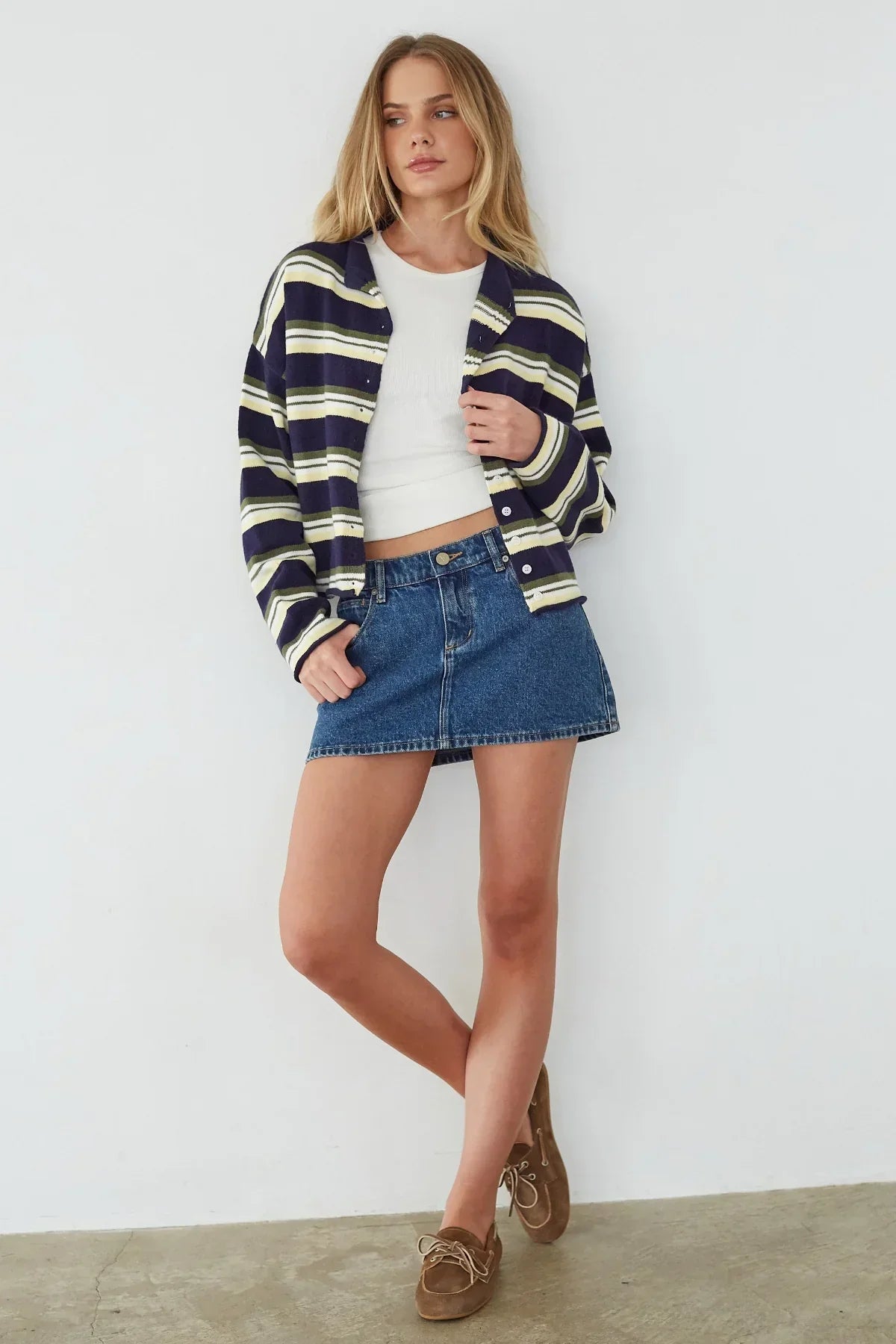 Cardigan boutonnée Frannie à rayures