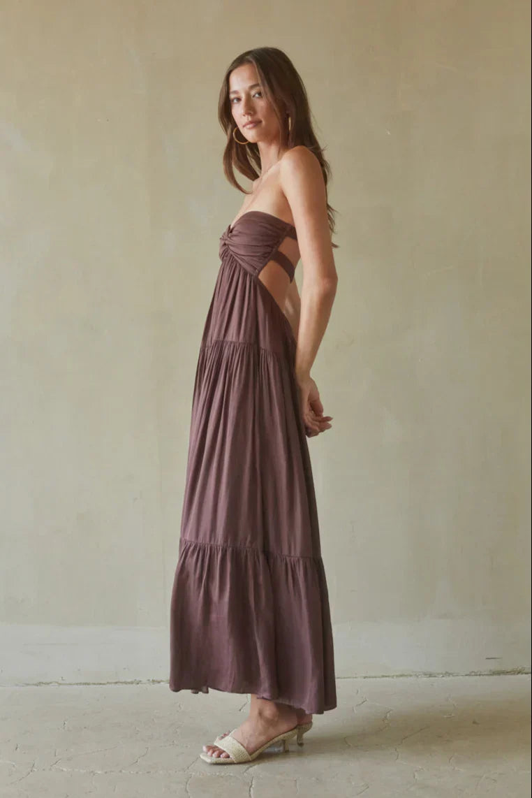 Robe longue Lilith torsadée devant