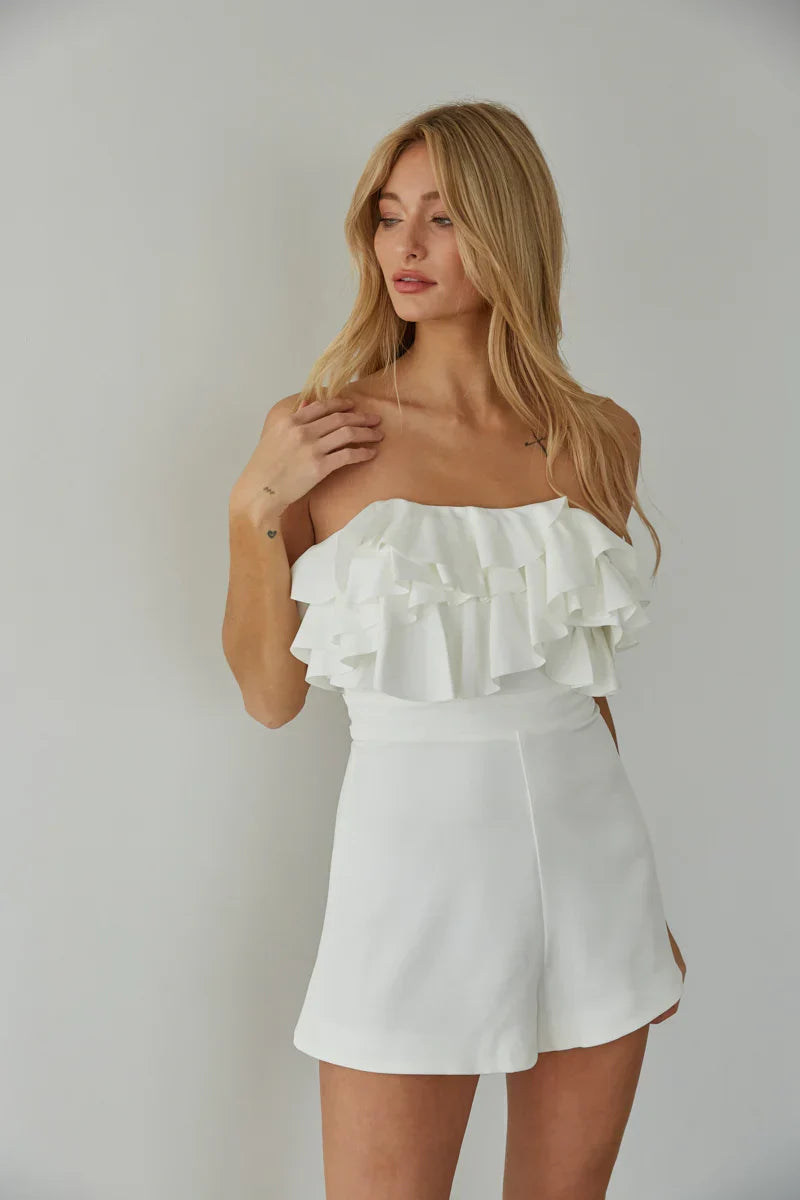 Combishort bustier à volants Leilani