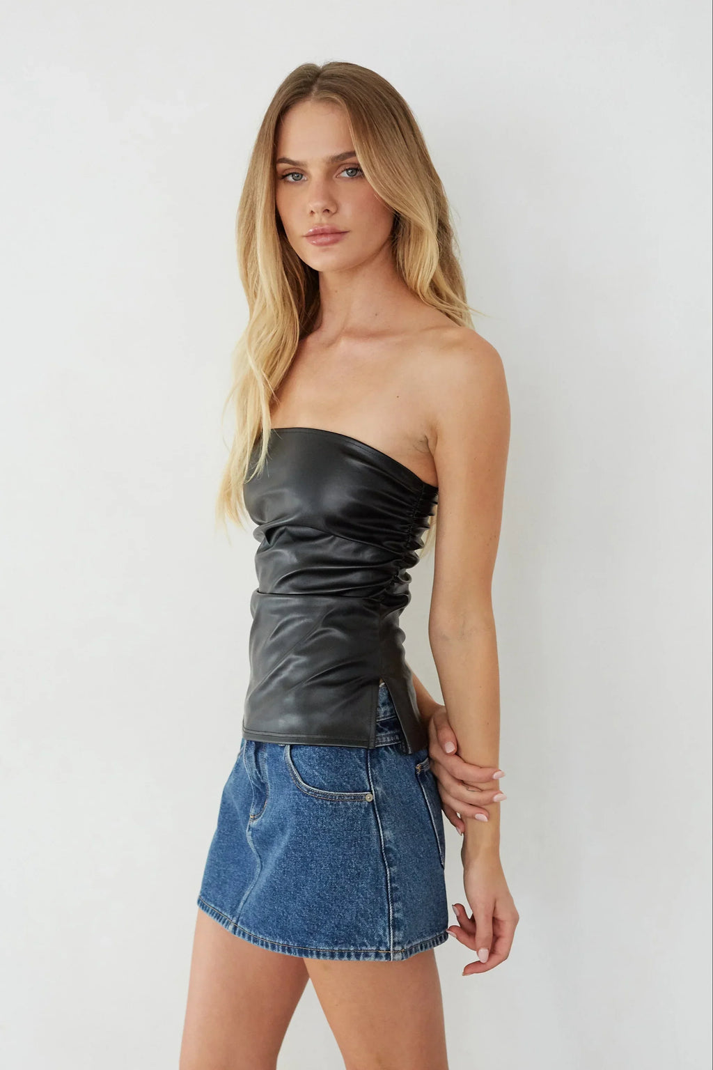Top bustier en similicuir Indah