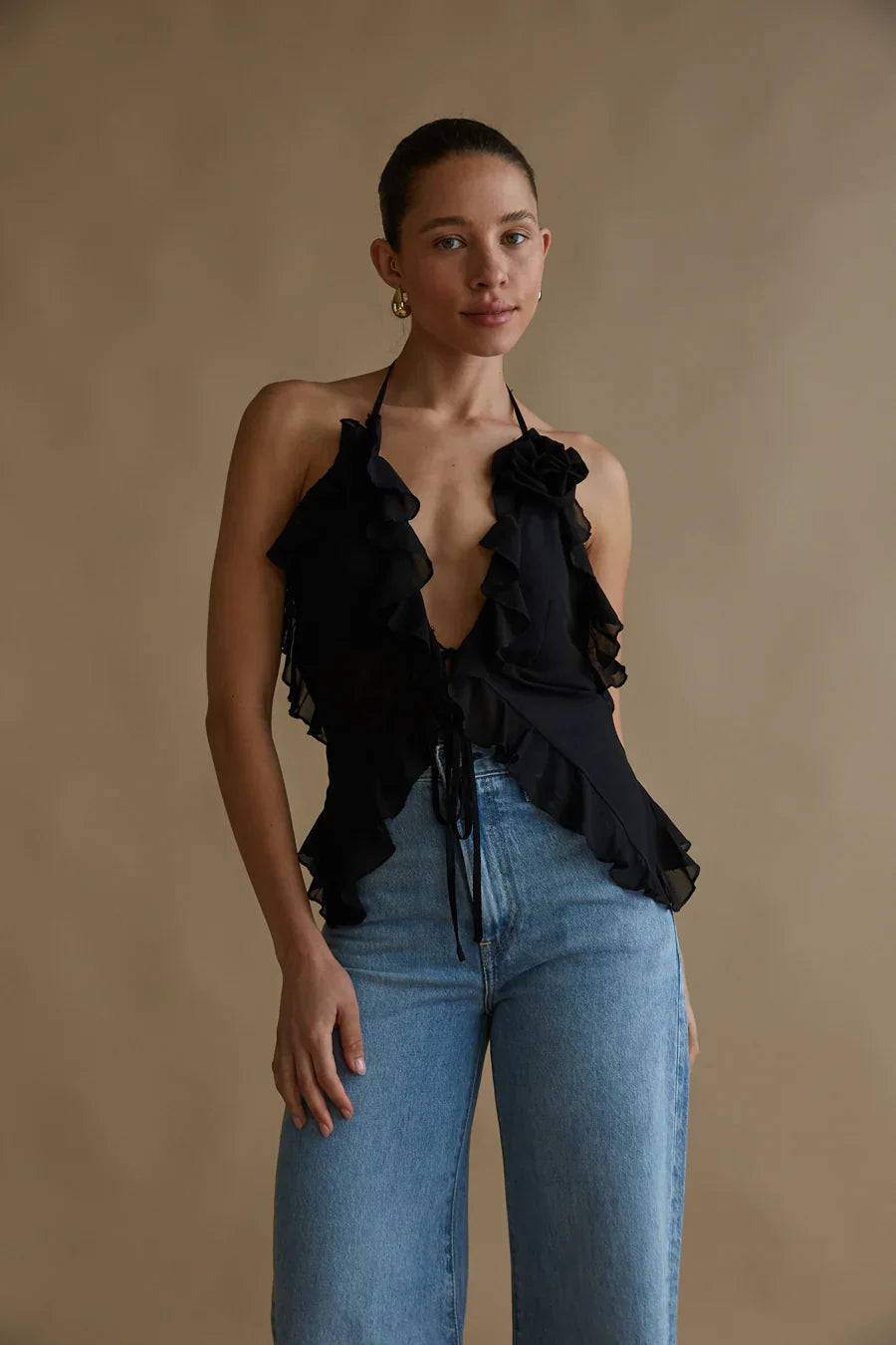 Top bustier en mousseline Claudia Rosette