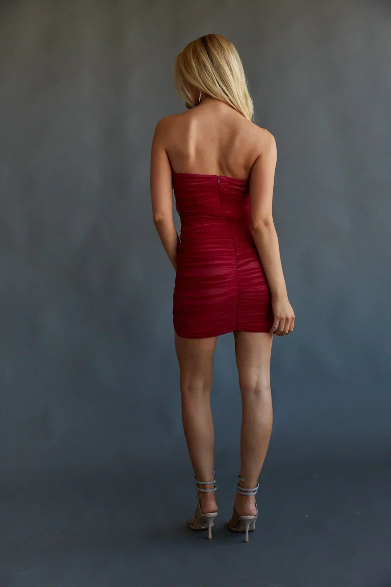 Alexia Strapless Rosette Ruffle Bodycon Mini Dress