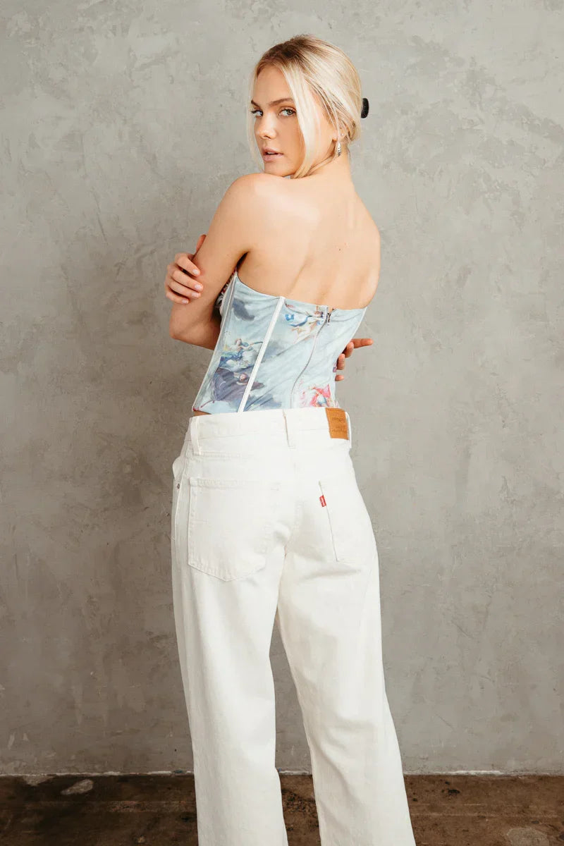 Top corset à imprimé Céleste Ange