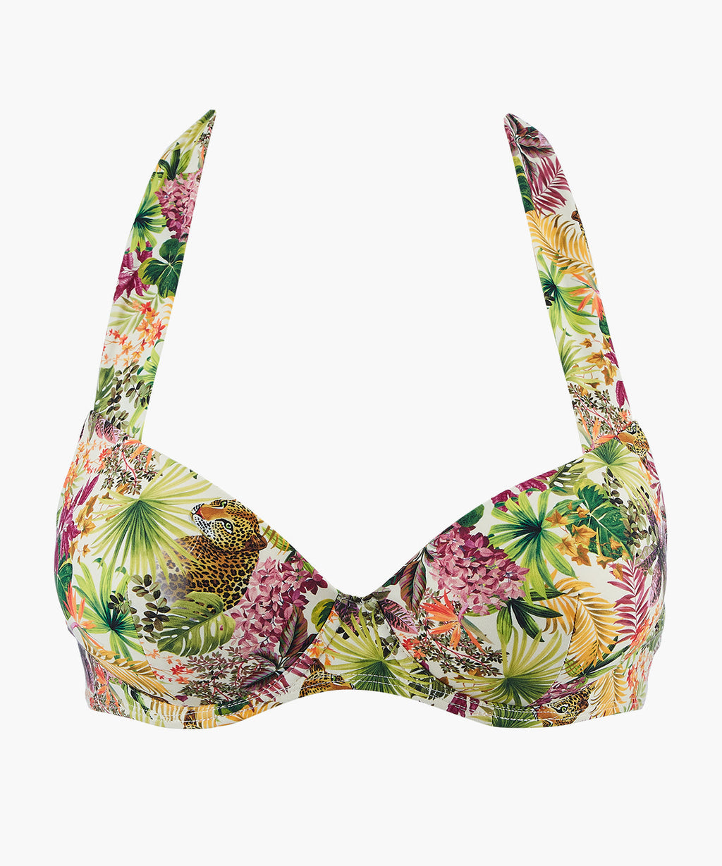 Haut de maillot de bain push-up coqués imprimé Tropical Fever Light